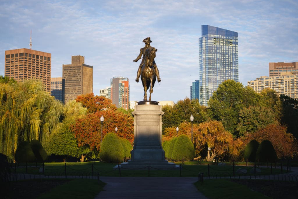 George Washington Monument in Public Garden in Boston